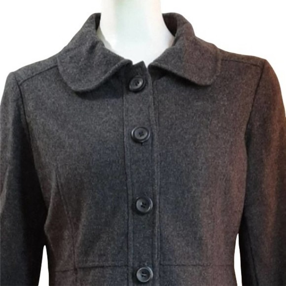Empire Waist Gray fully Lined Wool Coat w/Pockets - Picture 2 of 11